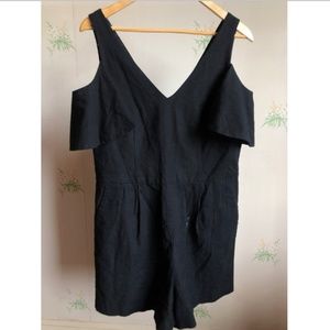 Anthropologie Open Shoulder Black Romper